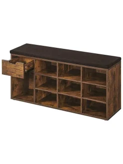 Songmics Garderoben|Regale & Schränke<Schuhbank in Schwarz/ Braun - (B)104 x (H)48 x (T)30 cm