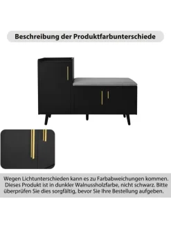 ABRIHOME Garderoben<Schuhbank in Schwarz mit 3 Stauraumtüren und Sitzfunktion B100 T34 H69 cm