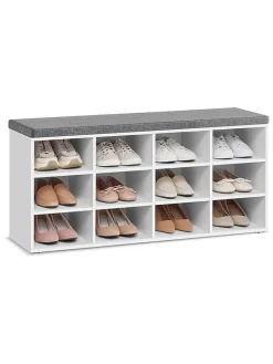 Songmics Regale & Schränke|Garderoben<Schuhbank in Weiß/ Grau - (B)104 x (H)48 x (T)30 cm