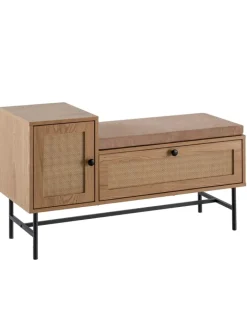 KADIMA DESIGN Garderoben<Schuhbank mit Sitzfläche 100x60x38 cm Garderobenbank Eiche-Dekor,