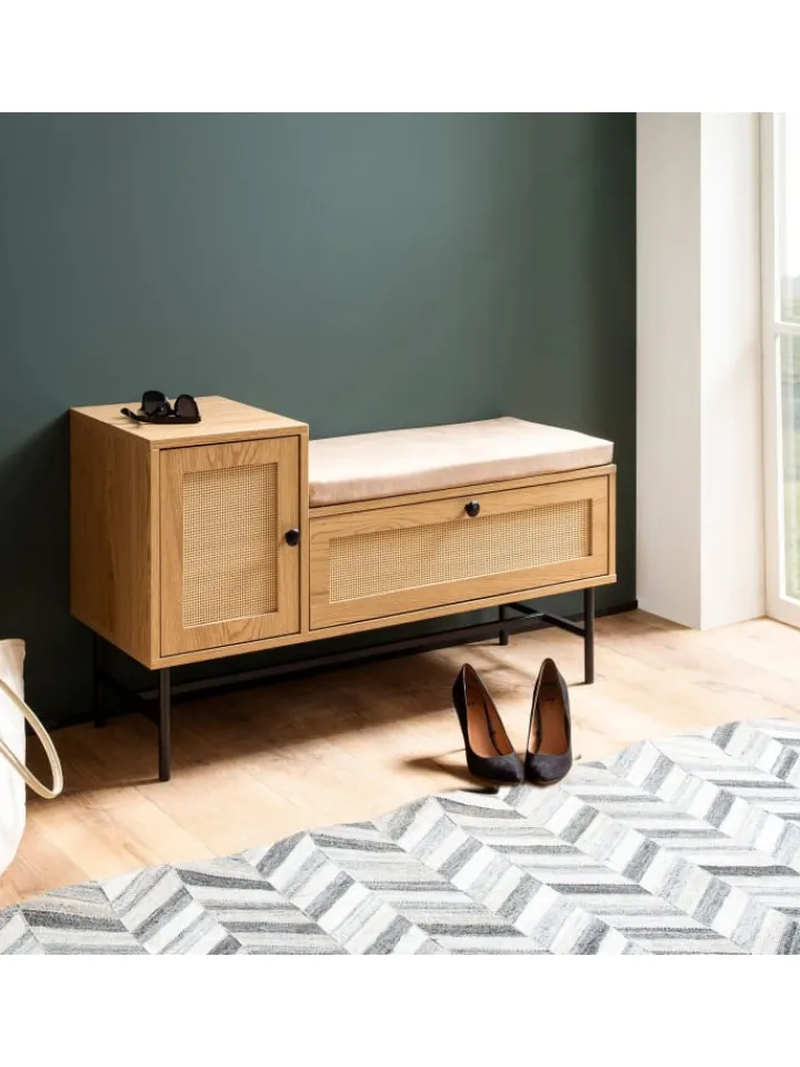 KADIMA DESIGN Garderoben<Schuhbank mit Sitzfläche 100x60x38 cm Garderobenbank Eiche-Dekor,