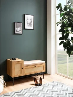 KADIMA DESIGN Garderoben<Schuhbank mit Sitzfläche 100x60x38 cm Garderobenbank Eiche-Dekor,