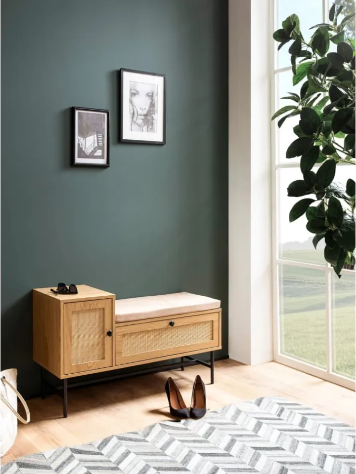 KADIMA DESIGN Garderoben<Schuhbank mit Sitzfläche 100x60x38 cm Garderobenbank Eiche-Dekor,