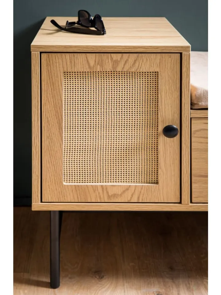 KADIMA DESIGN Garderoben<Schuhbank mit Sitzfläche 100x60x38 cm Garderobenbank Eiche-Dekor,