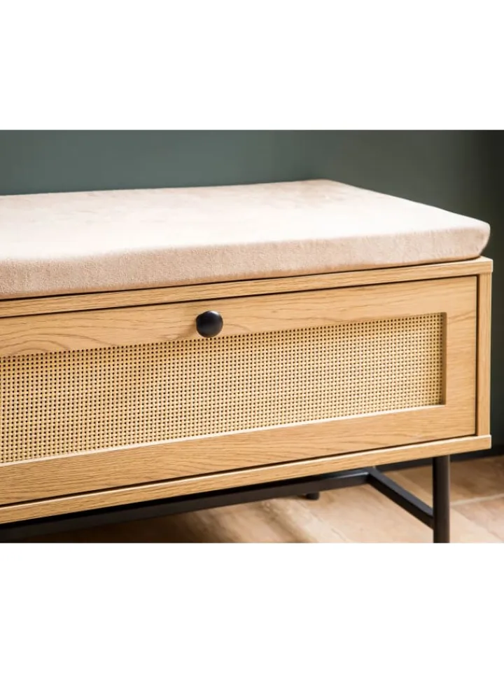 KADIMA DESIGN Garderoben<Schuhbank mit Sitzfläche 100x60x38 cm Garderobenbank Eiche-Dekor,