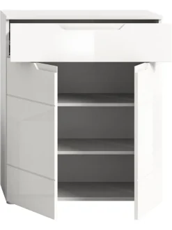 xonox.home Garderoben<Schuhkommode (B/H/T: 80x97x37 cm) in weiß und weiß Hochglanz