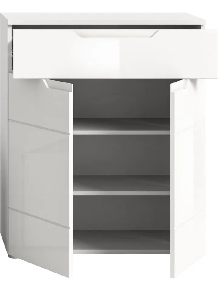 xonox.home Garderoben<Schuhkommode (B/H/T: 80x97x37 cm) in weiß und weiß Hochglanz