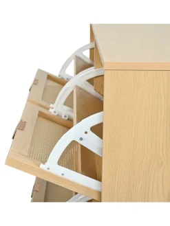 ABRIHOME Garderoben<Schuhkommode in Braun mit Rattan-Schubladen 100x25x90 cm