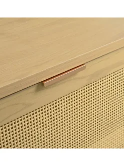ABRIHOME Garderoben<Schuhkommode in Braun mit Rattan-Schubladen 100x25x90 cm