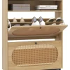 COSTWAY Garderoben<Schuhschrank 2 Klappen in Hellbraun