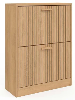 IDOMYA Essentials Garderoben<Schuhschrank "Faustine" in Hellbraun - (B)60 x (H)80 x (T)24 cm