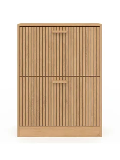IDOMYA Essentials Garderoben<Schuhschrank "Faustine" in Hellbraun - (B)60 x (H)80 x (T)24 cm