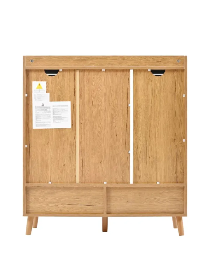 ABRIHOME Regale & Schränke<Schuhschrank in Natürlich mit verstellbaren Einlegeböden H99 B90 T35 cm