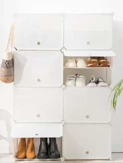 InnovaGoods Garderoben<Schuhschrank in Weiß - (B)84 x (H)128 x (T)32 cm