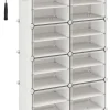 SONGMICS Garderoben|Regale & Schränke<Schuhschrank in Weiß/ Transparent - (B)124 x (H)94 x (T)32 cm