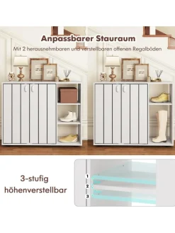 COSTWAY Regale & Schränke<Schuhschrank mit 2 Türen 80 x 31 x 64,5 cm in Weiß