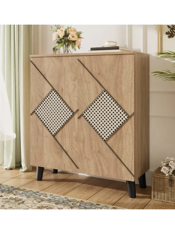 ABRIHOME Garderoben<Schuhschrank mit Stauraum und Dekorativem Rattanmuster