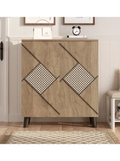 ABRIHOME Garderoben<Schuhschrank mit Stauraum und Dekorativem Rattanmuster