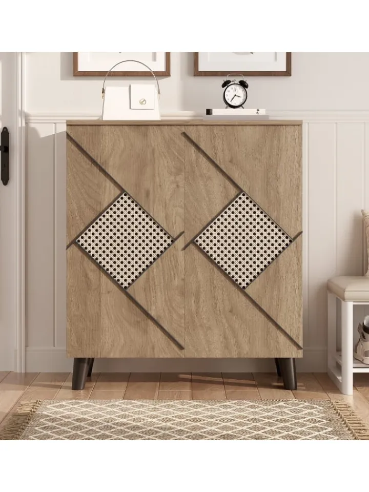 ABRIHOME Garderoben<Schuhschrank mit Stauraum und Dekorativem Rattanmuster