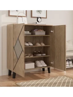 ABRIHOME Garderoben<Schuhschrank mit Stauraum und Dekorativem Rattanmuster