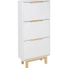 Beliani Garderoben<Schuhschrank SANDFLY in Weiß/Braun - (W) 60 x (H) 128 x (L) 24 cm