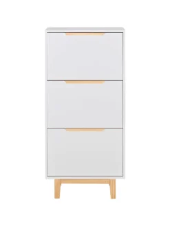 Beliani Garderoben<Schuhschrank SANDFLY in Weiß/Braun - (W) 60 x (H) 128 x (L) 24 cm