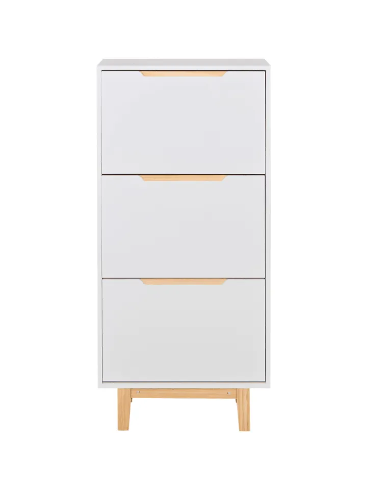 Beliani Garderoben<Schuhschrank SANDFLY in Weiß/Braun - (W) 60 x (H) 128 x (L) 24 cm