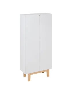 Beliani Garderoben<Schuhschrank SANDFLY in Weiß/Braun - (W) 60 x (H) 128 x (L) 24 cm