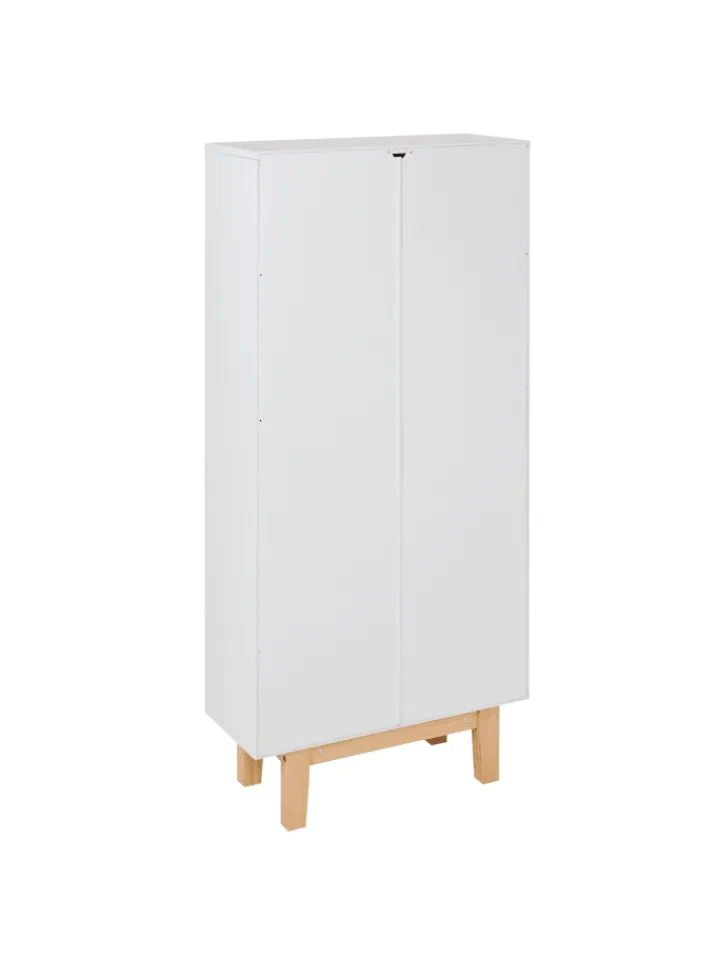 Beliani Garderoben<Schuhschrank SANDFLY in Weiß/Braun - (W) 60 x (H) 128 x (L) 24 cm