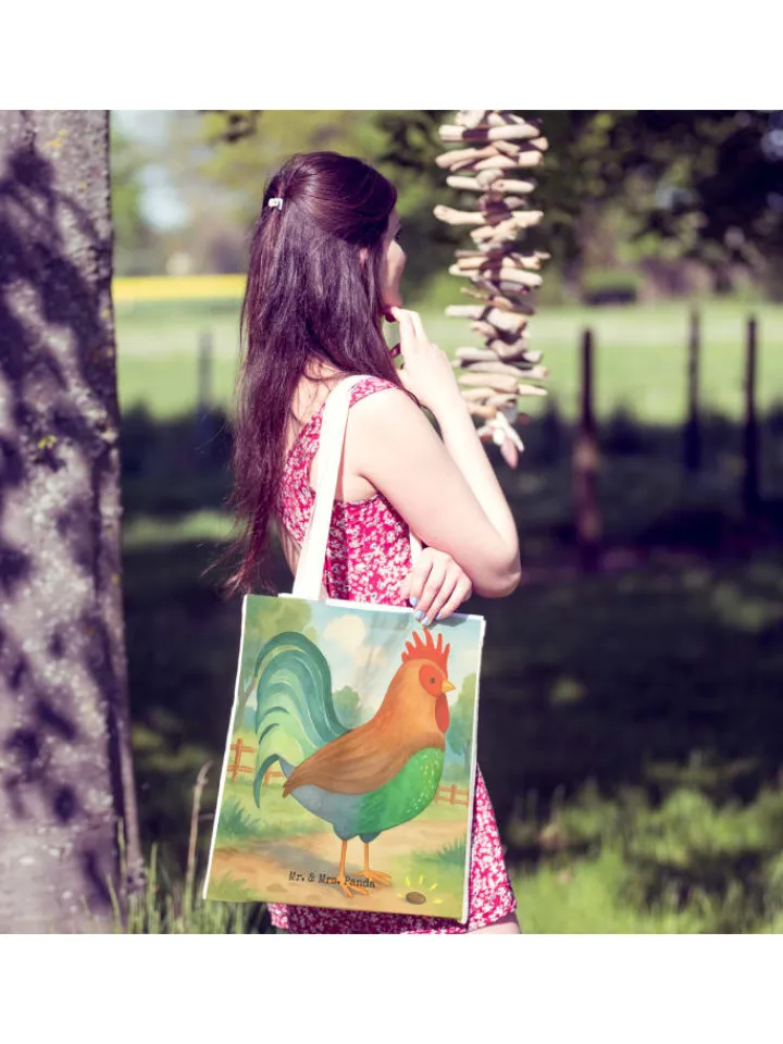 Mr. & Mrs. Panda Einkaufstaschen & -Trolleys<Schultertasche Hahn Korn Design ohne Spruch in Weiß