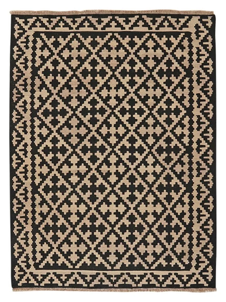 Rugtales Teppiche & Fußmatten<Schurwoll-Teppich in Creme/ Schwarz