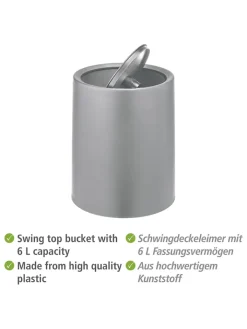 Wenko Mülleimer<Schwingdeckeleimer "Atri" in Grau - 6 l