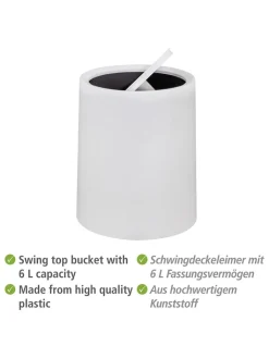 Wenko Mülleimer<Schwingdeckeleimer "Atri" in Weiß - 6 l