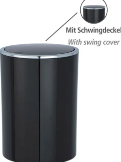 Wenko Mülleimer<Schwingdeckeleimer in Schwarz - 5 l