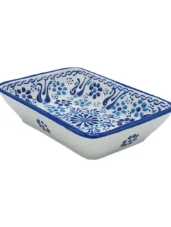 Ottoman Badaccessoires<Seifenschale "Sahin" in Blau/ Weiß - (L)13 x (B)9,5 x (H)6 cm