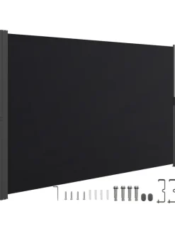 COSTWAY Gartenmöbel<Seitenmarkise 180 x 300 cm Garten in Schwarz