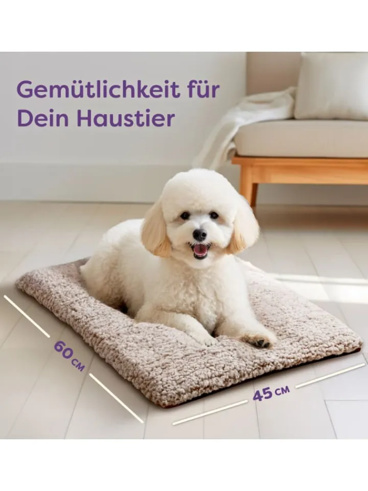 Knupis Hunde<Selbstheizende Haustierdecke Grau 60x45cm, rutschfest & waschbar