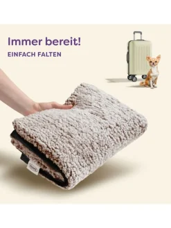 Knupis Hunde<Selbstheizende Haustierdecke Grau 60x45cm, rutschfest & waschbar