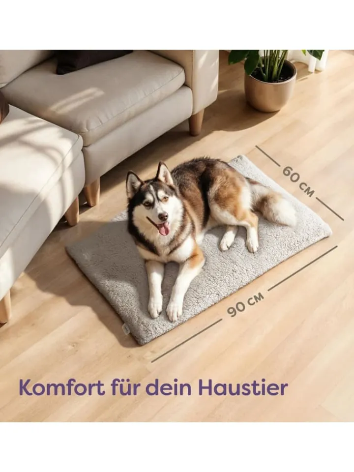 Knupis Hunde<Selbstheizende Hundedecke 90x60 cm – Wärmematte waschbar, rutschfest