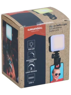 GRUNDIG Lichterketten & Deko-Leuchten<Selfie-Licht mit Clip in Schwarz - (B)7 x (H)15 x (T)3 cm