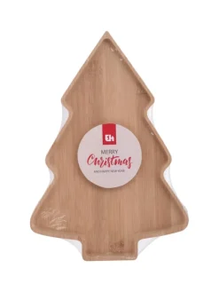 Excellent Houseware Künstliche Weihnachtsbäume<Servierplatte aus Holz in beige