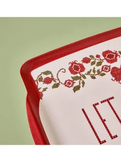 BELLA MAISON Aufbewahren & Servieren<Serviertablett "Jolly" in Weiß/ Rot - B(31) x (L)43 cm