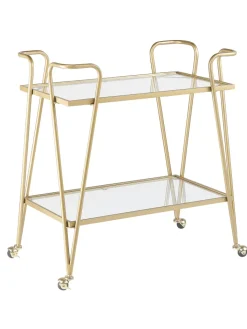 Beliani Tische<Servierwagen NOTI in Gold/Transparent - (W) 76 x (H) 83 x (L) 45 cm