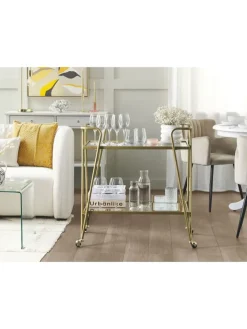 Beliani Tische<Servierwagen NOTI in Gold/Transparent - (W) 76 x (H) 83 x (L) 45 cm