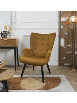 Rétro Chic Sitzmöbel<Sessel ''Giulia'' in Gelb - (B)68 x (H)96 x (T)75 cm