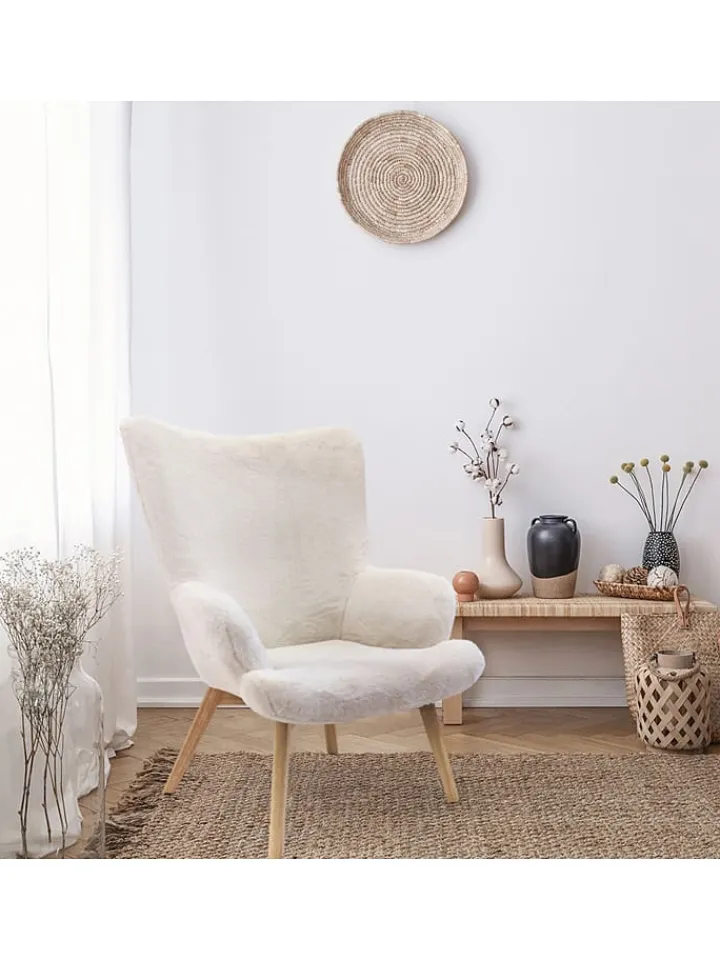 THE HOME DECO FACTORY Sitzmöbel<Sessel "Helsinki" in Weiß - (B)74 x (H)100 x (T)65 cm