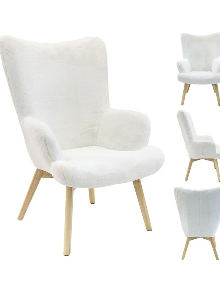THE HOME DECO FACTORY Sitzmöbel<Sessel "Helsinki" in Weiß - (B)74 x (H)100 x (T)65 cm