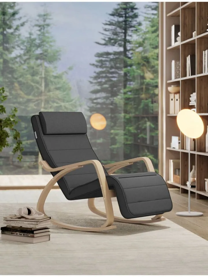 Songmics Sitzmöbel<Sessel in Grau/ Hellbraun - (B)55 x (H)84 cm