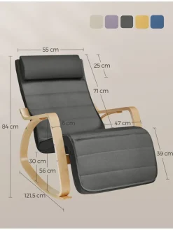 Songmics Sitzmöbel<Sessel in Grau/ Hellbraun - (B)55 x (H)84 cm