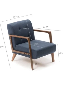 Scandinavia Concept Sitzmöbel<Sessel "Kemer" in Blau - (B)69 x (H)80 x (T)83 cm